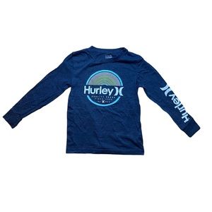 Hurley Long Sleeve Blue & Yellow Logo Tee T-shirt‎ Size Youth Small 8-10
